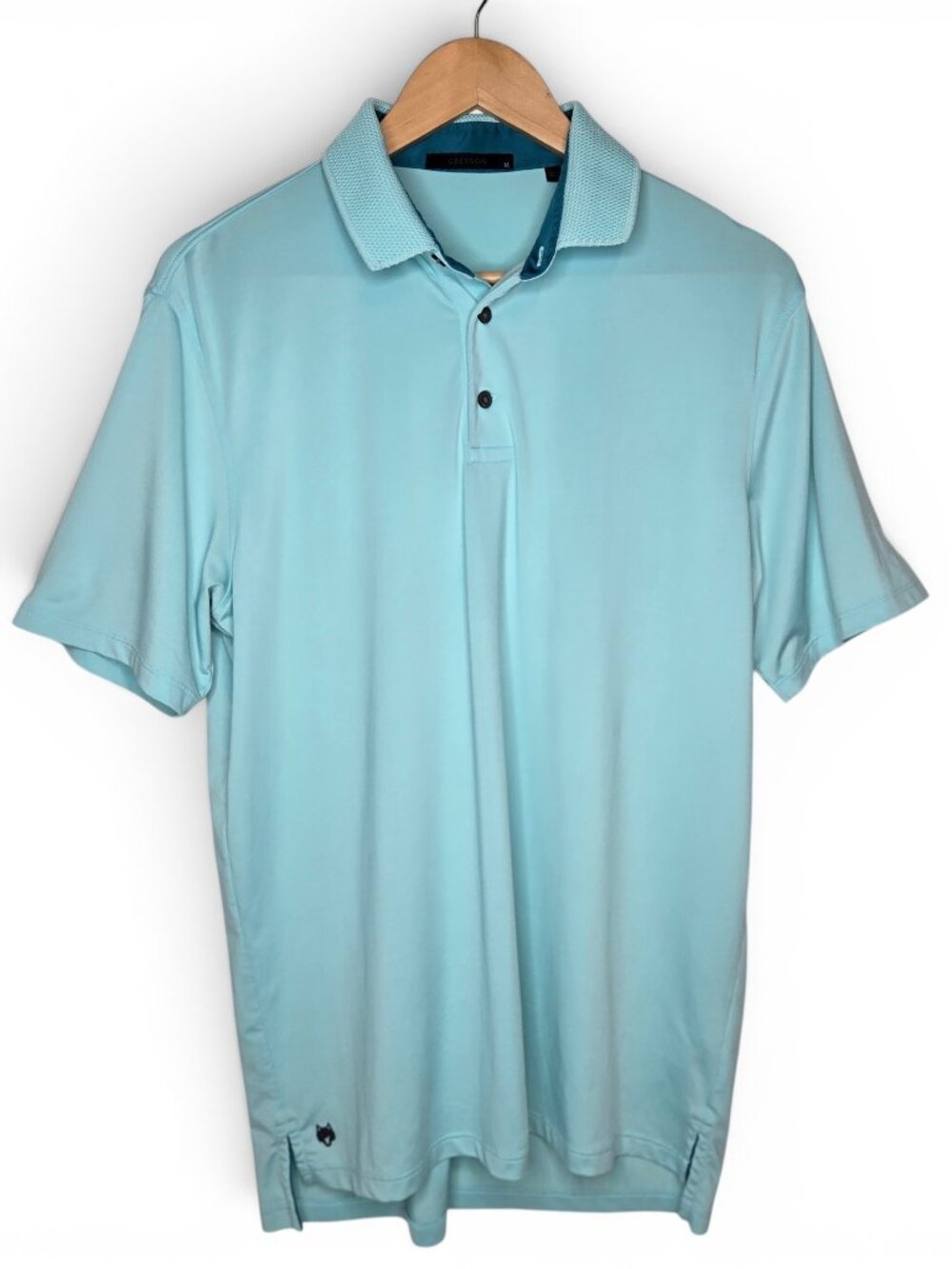 Greyson Performance Golf Polo Shirt Men Turquoise Lightweight Knit Collar M
